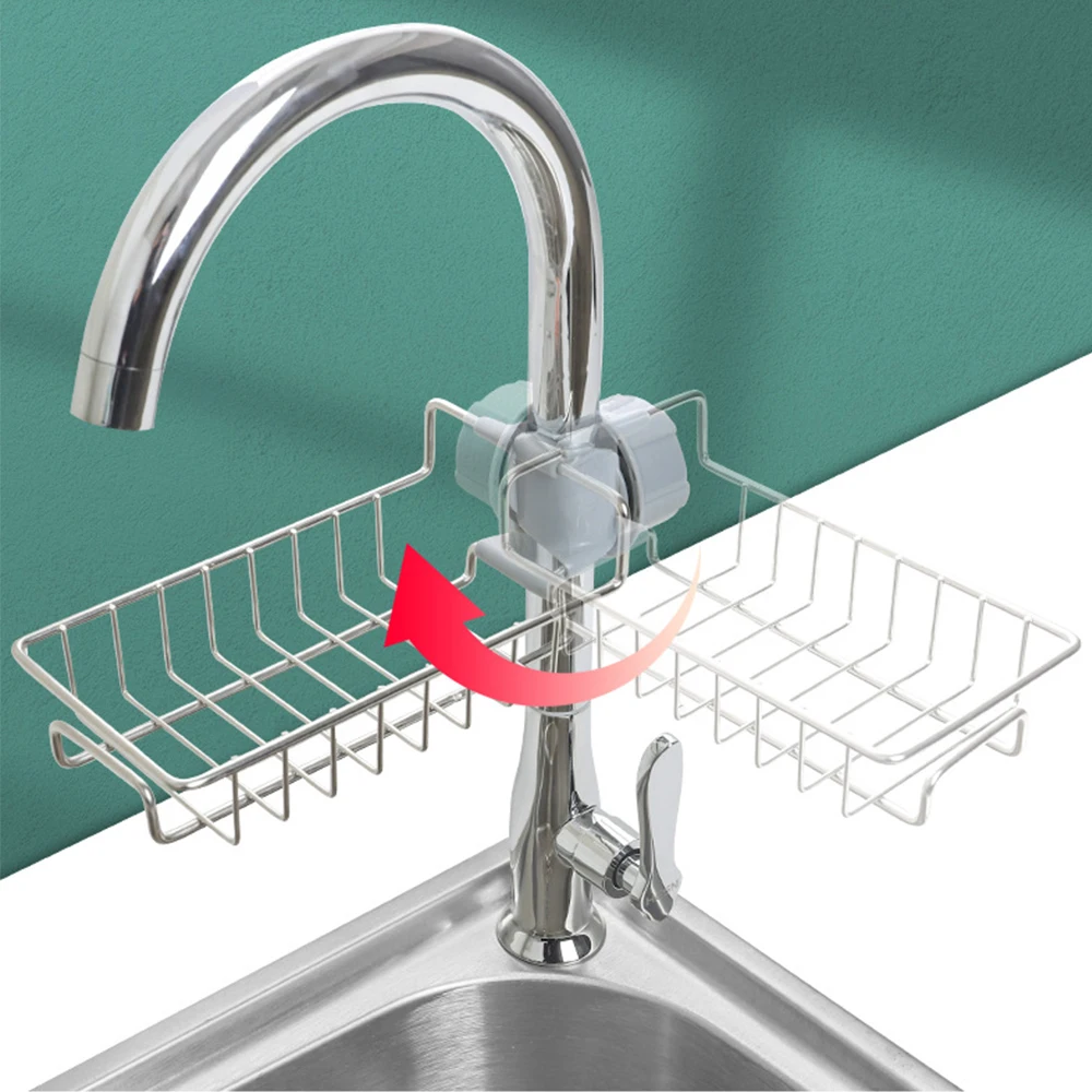 

Sink Caddy Organizer,Kitchen Faucet Sponge Holder, Stainless Steel Faucet Storage Rack Hanging, Holder Faucet Sponge Hanging