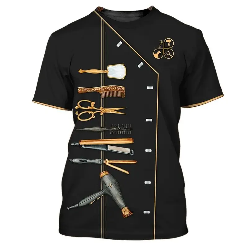 

Парикмахерская футболка, забавные Пользовательские Графические футболки с 3D принтом, повседневные футболки с коротким рукавом и круглым вырезом, мужская одежда оверсайз, топы, футболки