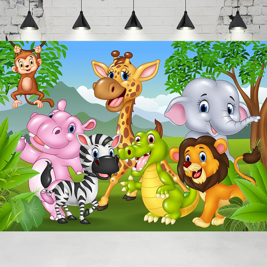 

Photography Backdrop Cartoon Jungle Children Birthday Party Family Shoot Decor Photozone Photocall Background for Photo Studio