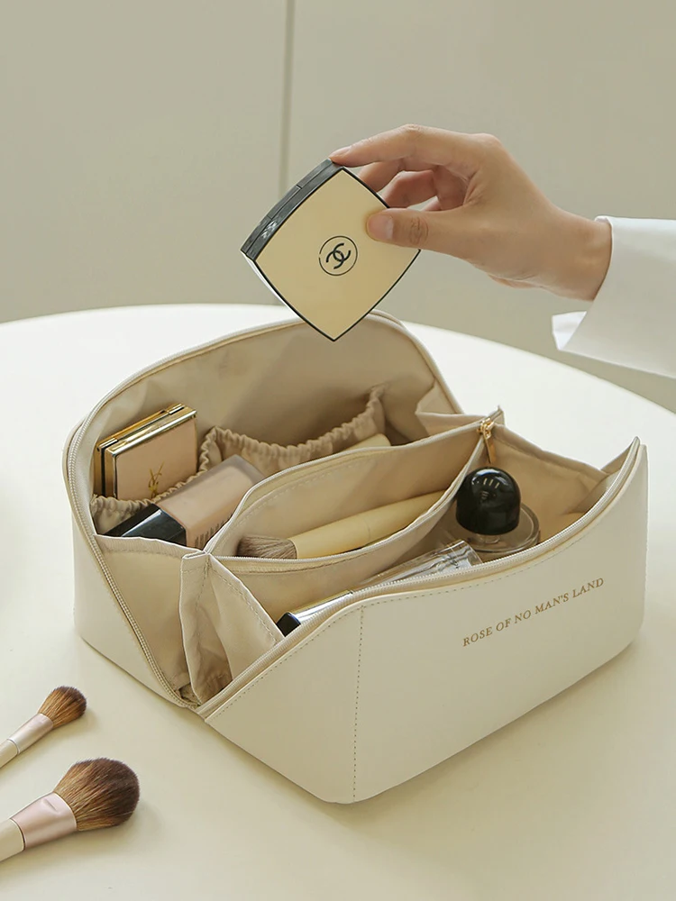 

Вместительная косметичка, органайзер для туалетных принадлежностей, женская косметичка, кожаный чехол для хранения, портативная дорожная ...