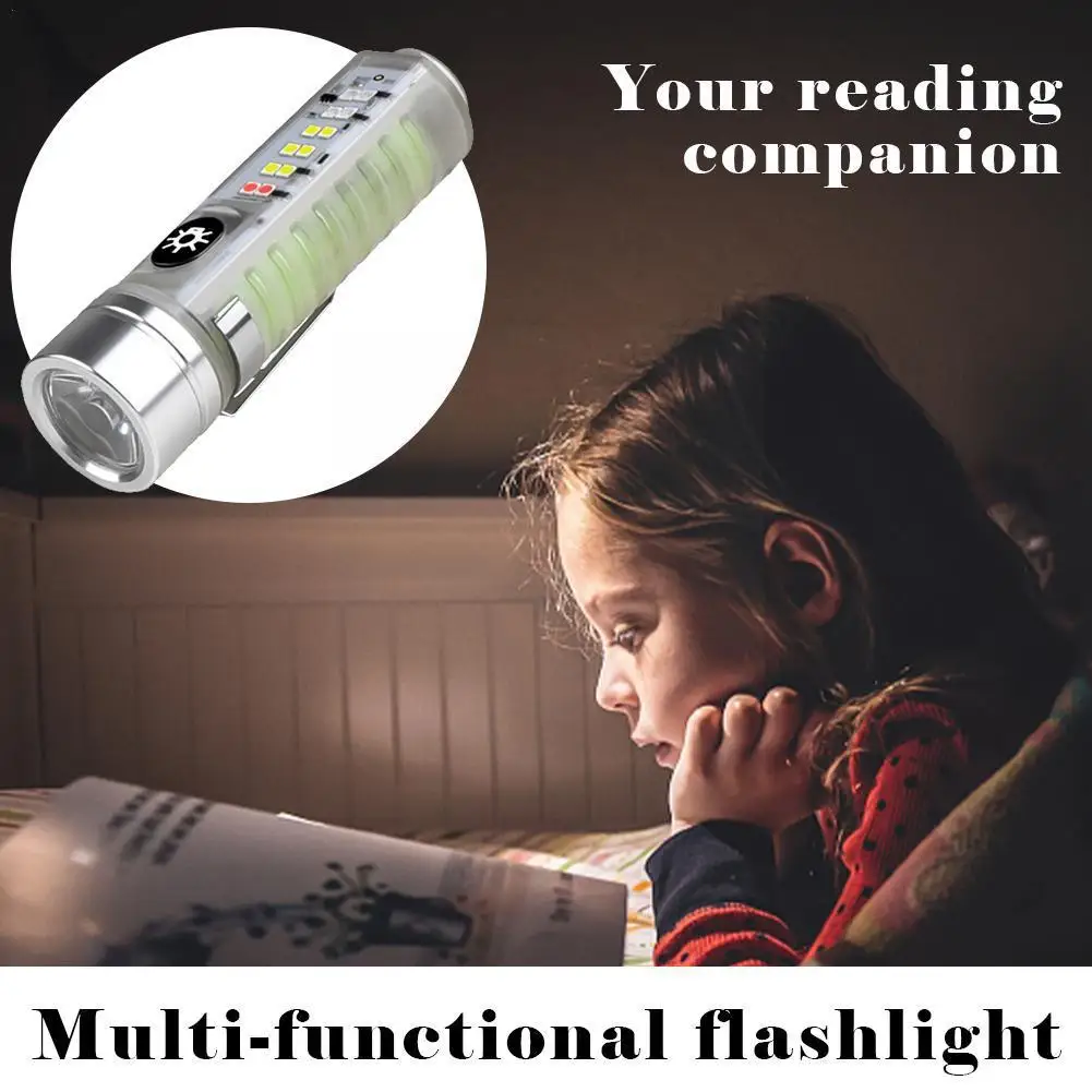 

Mini Keychain Flashlight USB Rechargeable LED Lamp For Outdoor Camping Fishing Light Multifunction Portable Lighting Lights R1F3