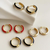 allnewme retro multiple candy color enamel hollow round hoop earrings for women ladies shinning cz stone earrings accessories