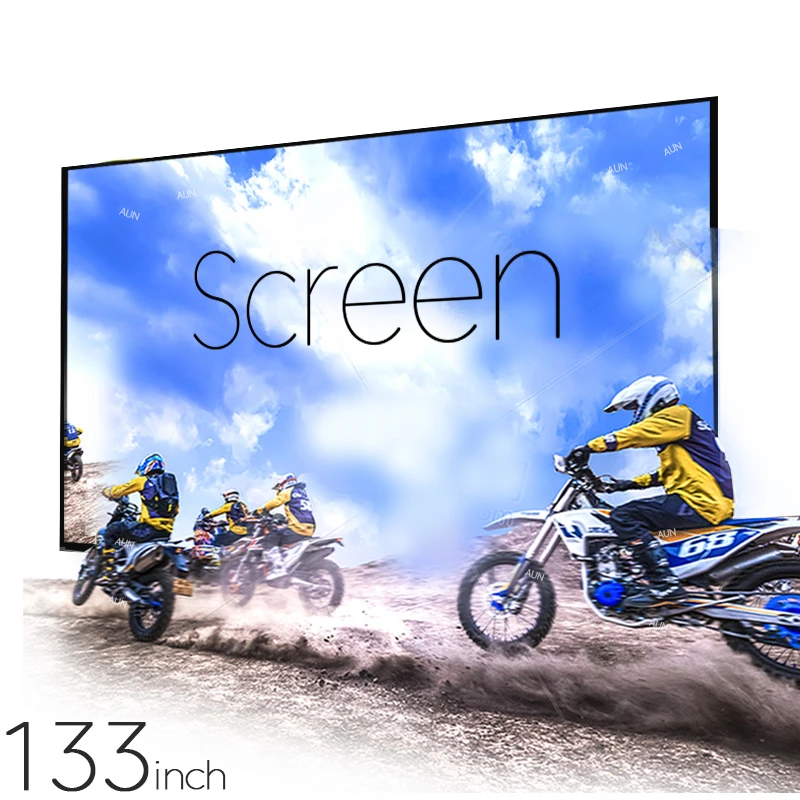 

| AUN Projector Screen 133/120/100 Inch Thicken Foldable Portable White Cloth Material for 1080P 4K 2K Home Theater