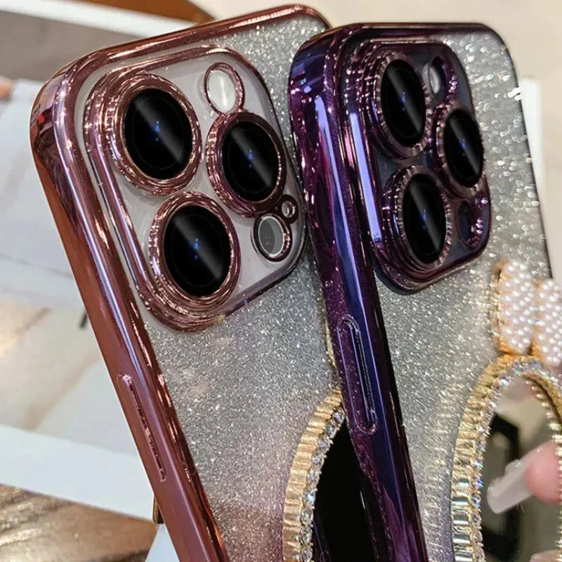Фото Чехол Skinlee для Moto G87 G Max 5G, роскошный блестящий чехол с жемчужным ремешком для Moto G87 G Max 5G, зеркальный чехол №5