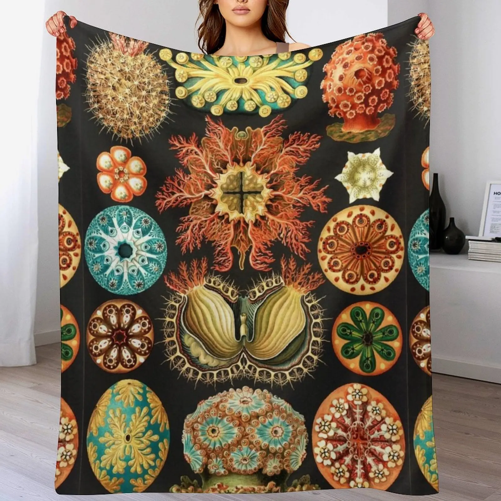 Art Forms in Nature от Ernst Haeckel Декоративное одеяло Дизайнеры для волос Летнее постельное