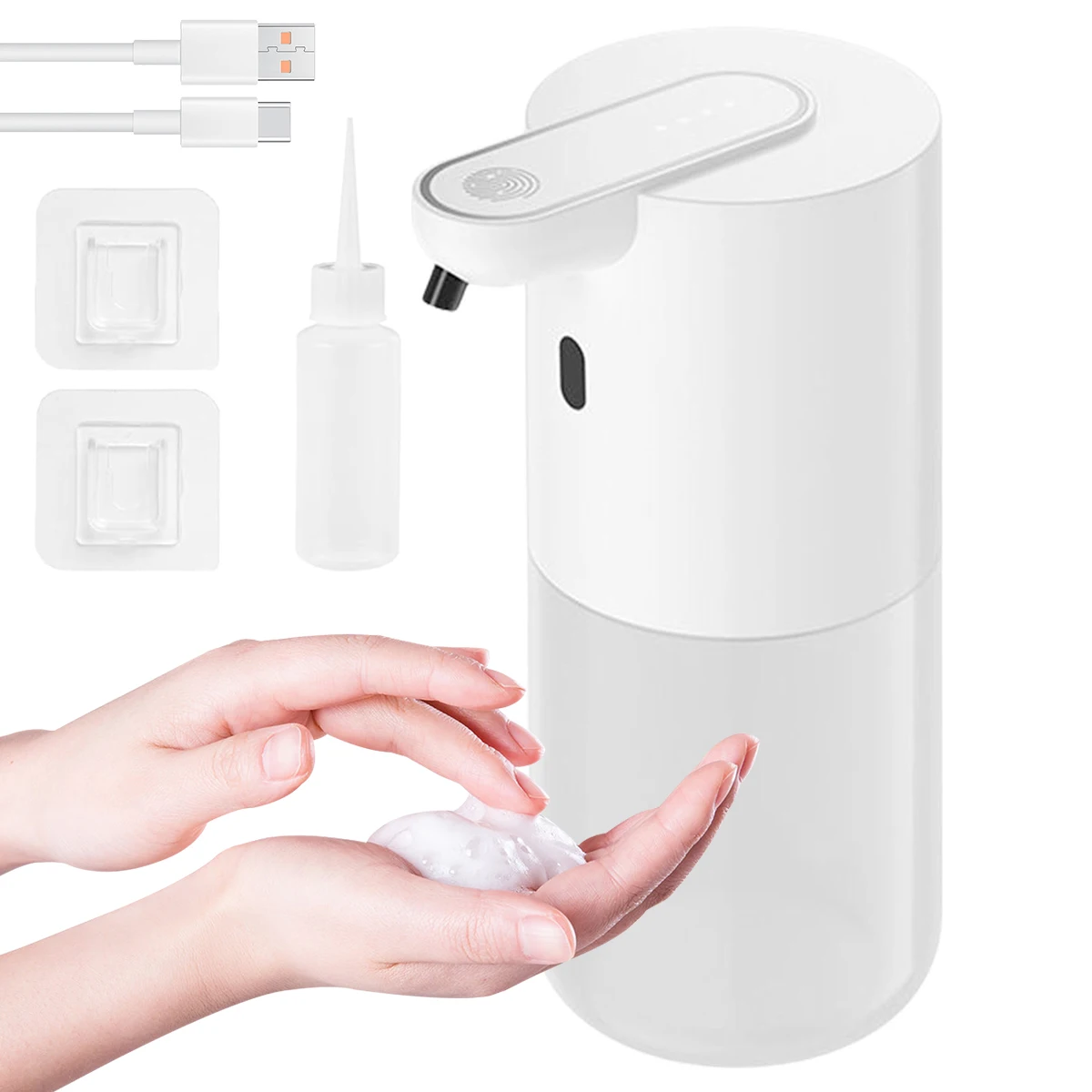 

Automatic Foaming Soap Dispenser 400ml/13.5oz Rechargeable Hand Sanitizer Dispenser with 4 Adjustable Gears Wall Mount Touchless