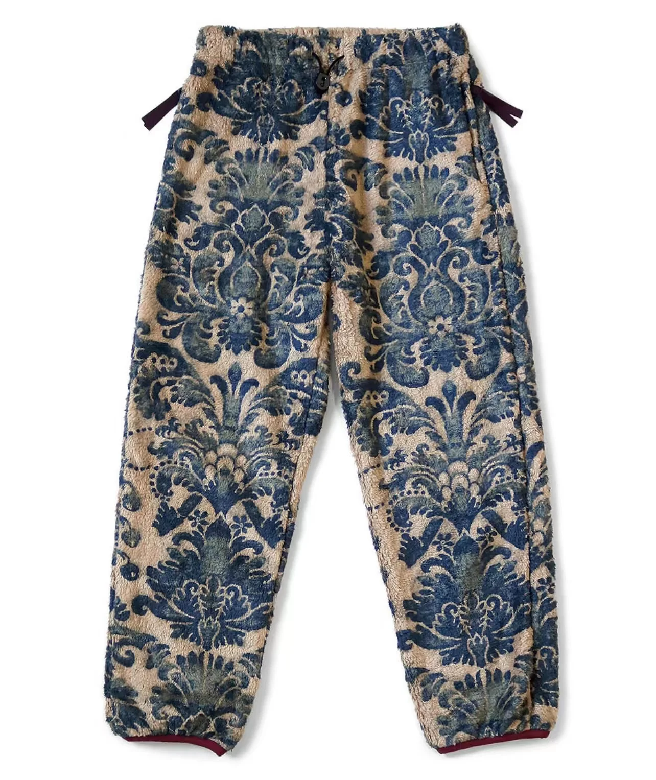22AW KAPITAL Hirata Hiroshi Ethnic Flower Blue Dye Warm Fleece Elastic Men's Loose Fashion Printed Plush Japan Pants