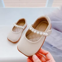 toddler baby child mary jane pearls leather shoes for girls kids white party princess dress shoes infant shoe chaussure fille