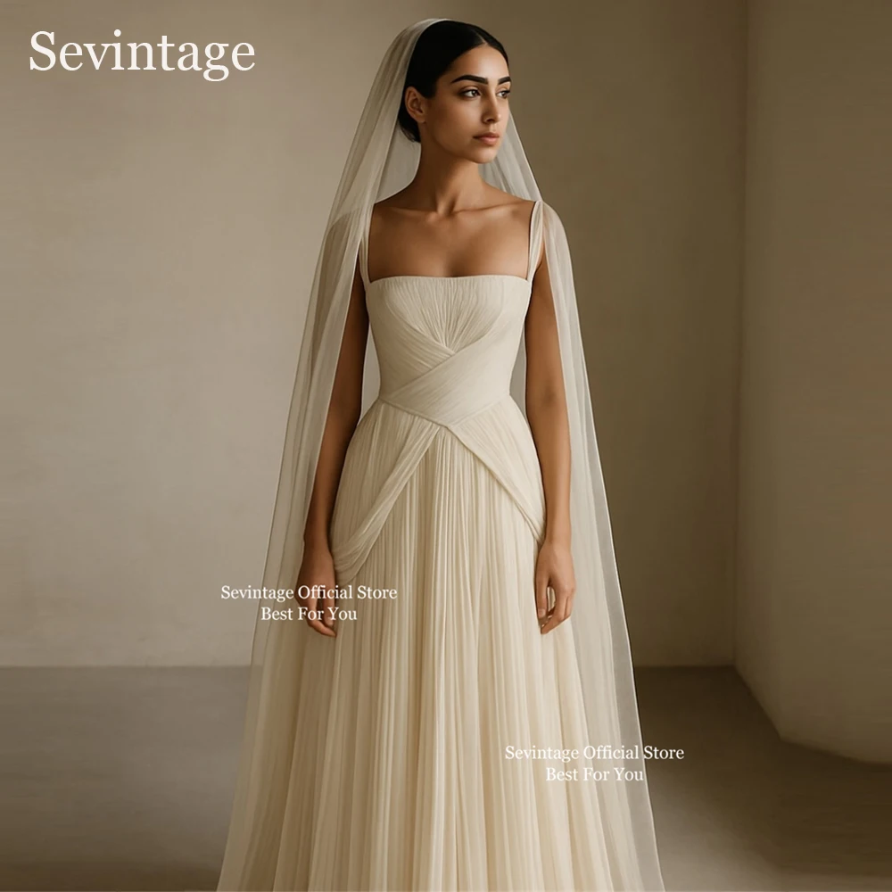 Фото Sevintage шифоновые свадебные платья цвета слоновой кости на тонких бретельках трапециевидные свадебные платья без рукавов с рюшами вечернее платье с птицами для женщин на заказ №1