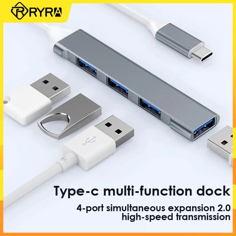 

RYRA 4 порта USB C концентратор 3,0 Type-c удлинитель концентратор Высокоскоростной Тип C сплиттер для Macbook Pro 13 15 Air Mi Pro HUAWEI PC Аксессуары