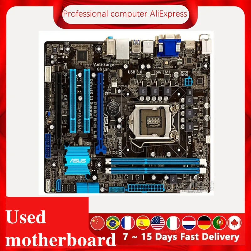Для ASUS P8B75-M LE материнская плата для компьютера LGA 1155 DDR3 Intel B75 P8B75 настольного SATA II