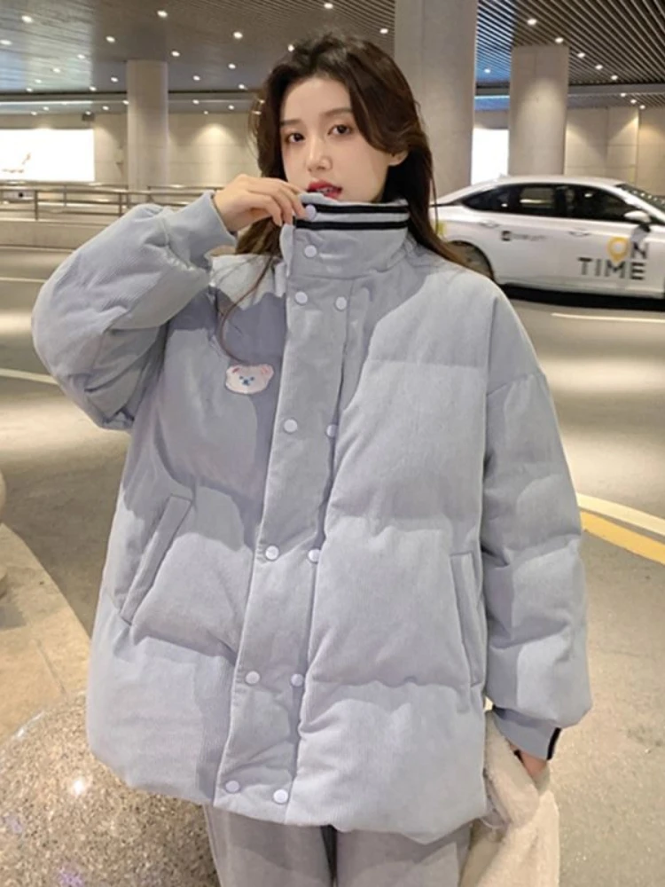 Corduroy Winter Coat Women Puffer Jacket Winter New Korean Style Long Ladies Over-the-knee Cotton Padded Jacket Keep Warm