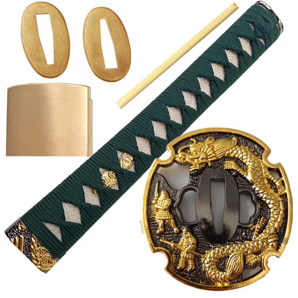 26 см Katana Tsuka зеленая рукоятка из настоящей кожи брикет для японского меча