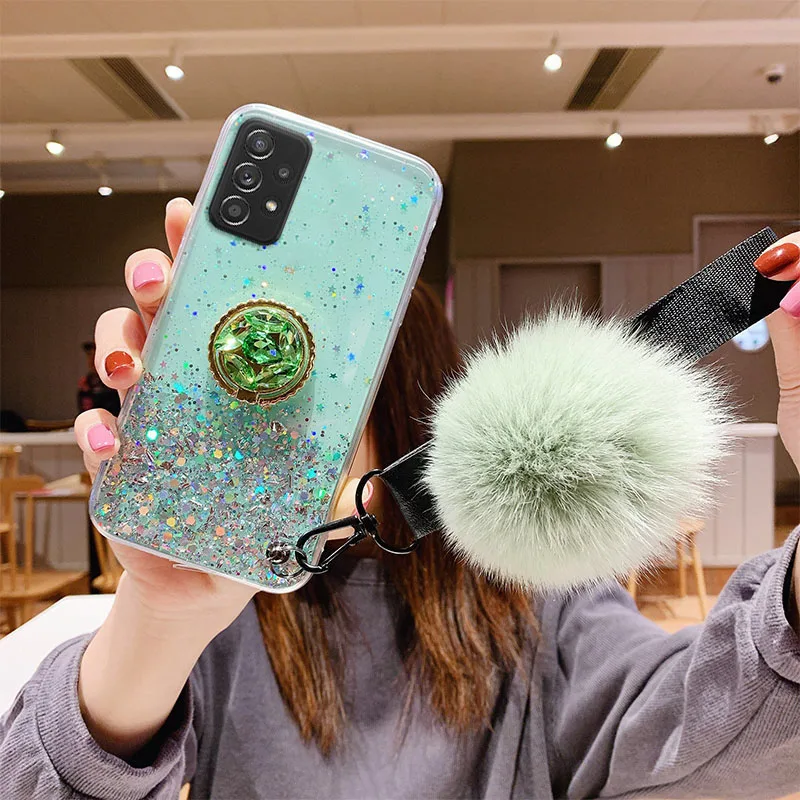 Luxury Plush Glitter Phone Case For Samsung Galaxy A13 A14 A33 A53 A73 A12 A22 A32 A52 A72 A51 A71 A21S A50 A02 A20 Holder Cover
