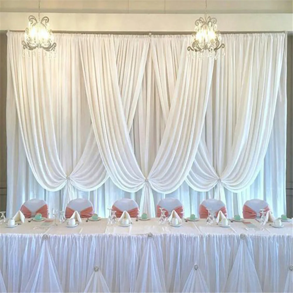 

2021 New 3x6m Luxury Wedding Backdrop Pure White Wedding Drape And Curtain Wedding Decoration Supplies DHL Free Shipping