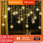 Светодиодсветильник ка в виде снежинок, 3,5 м, гирлянда, герлянда новогодняя, новогодние украшения 2022, гирлянда штора, гирлянда новогодняя, новый год 2022, новый год, гирлянды на новый год, новогодние украшения