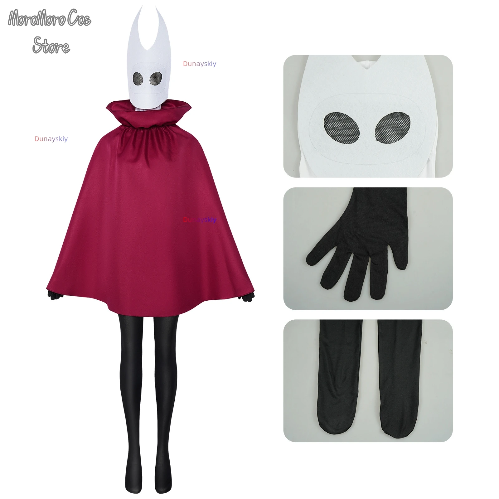 Фото Hollow Knight: Silksong Hornet Game Outfit Косплей органов로윈 의상 Хэллоуин Фэнтезийный плащ Карнавальные подарки Вечеринка Детская накидка с изображением призрака из мультфильма №1