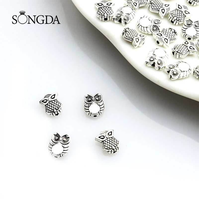 

30pcs Antique Silver Color Owl Spacer Beads Charms Cartoon Animal Alloy Loose Beads for Jewelry Making DIY Bracelets Accessories