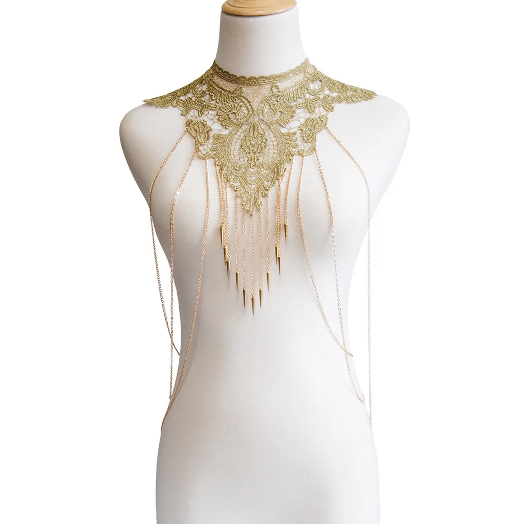 Цепочка-ожерелье многослойная с кристаллами