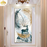 new thickening crystal porcelain painting elk home decoration painting hd craft wall decoration porch room decor 2022