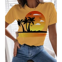 wallpaper art print short sleeved t shirts for womengirls fashion womens loose fit t shirts casual round neck summer tees top