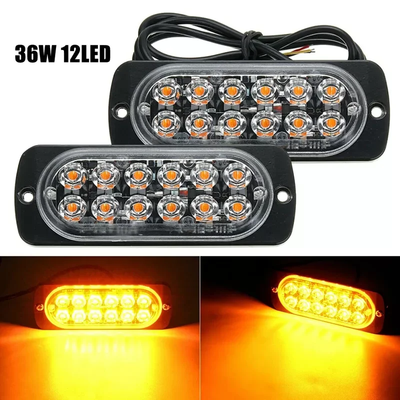 

12pcs LED Strobe Warning Light 12V 24V Super Power Car Truck SUV Emergency Side Flashing Light Yellow Car Light