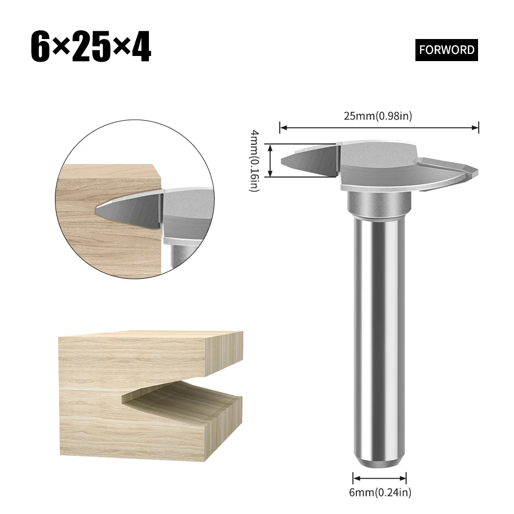 2 шт. 6 мм 1/4 дюйма Т-образный паз косые фрезы с плоским дном для
