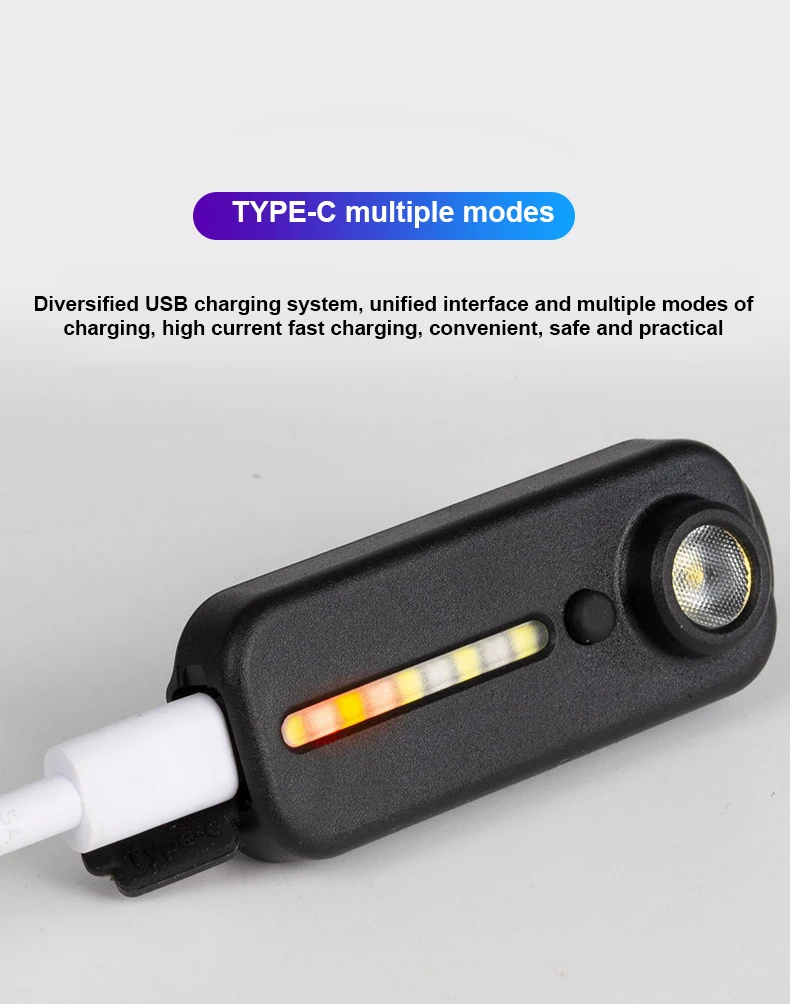 

Outdoor Running Light Bicycle Warning Light Boxed Type-C Rechargeable Key Lights Backpack Lamp COB Portable Pen Clip Work Light