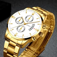 brand fashion luxury mens watch creative gold stainless steel quartz business man clock sport casual watches relogio masculino