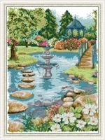waterfront garden embroidery stamped cross stitch patterns kits printed canvas 11ct 14ct needlework cross stitch
