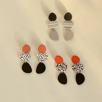 geometric irregular long dangle drop earrings for women korean fashion black white dots acrylic earrings kpop retro jewelry gift