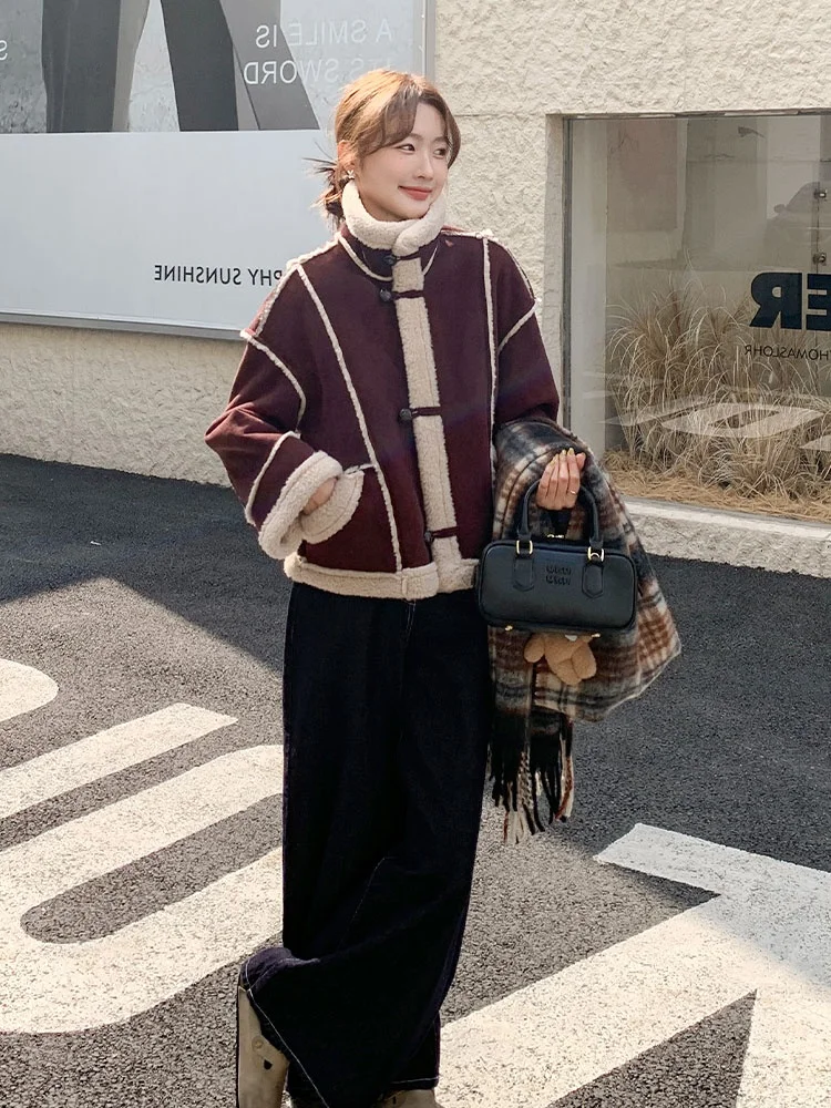 Красные супермодные европейские товары меховая интегрированная верхняя одежда