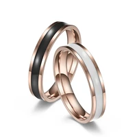 4mm unisex rings men women rose gold white stripe stainless steel lady girls student fashion jewelry us size 5 6 7 8 9