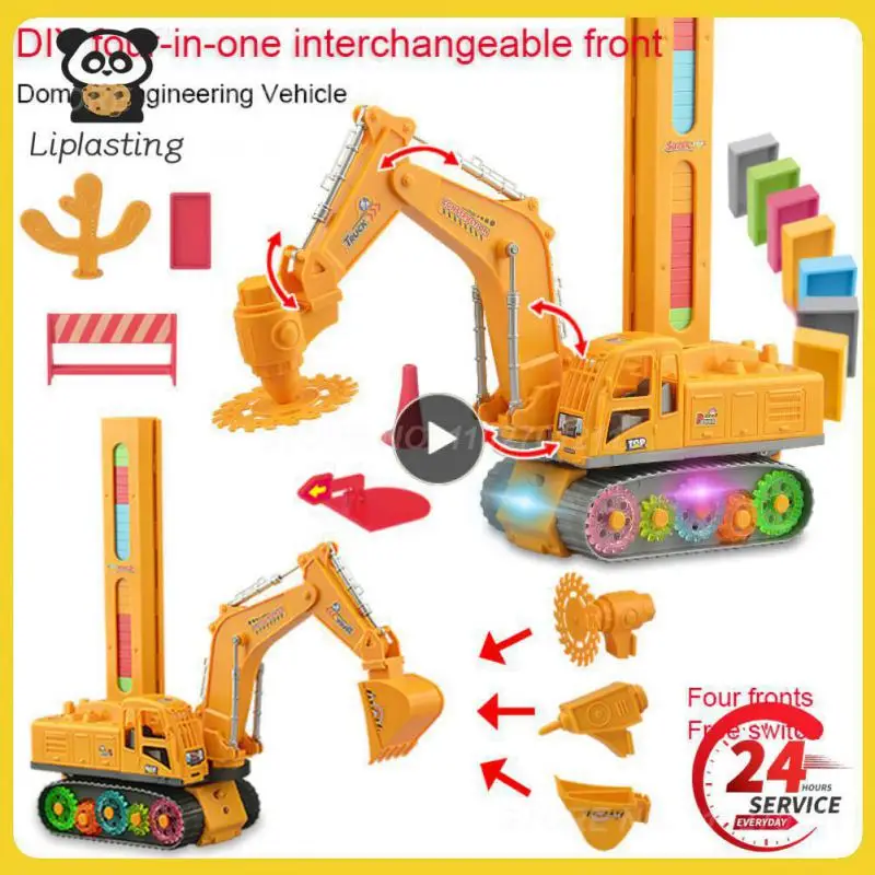 

Electric Domino Engineering Vehicle Set W/Domino Pieces Automatic Educative Domino Brick Laying Train Toy For Kids