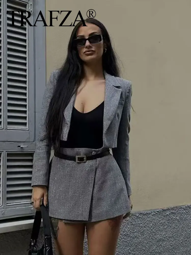 TRAFZA Ретро лацкан с одной пуговицей женский тонкий пиджак длинными рукавами +