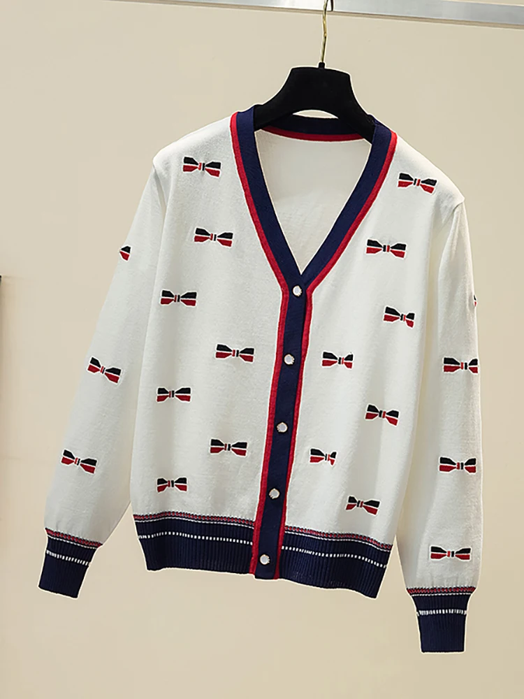 Cárdigan de estilo coreano Para Mujer, suéter de punto blanco, Top de manga larga bordado, suéter Para Mujer, otoño e invierno, 2022