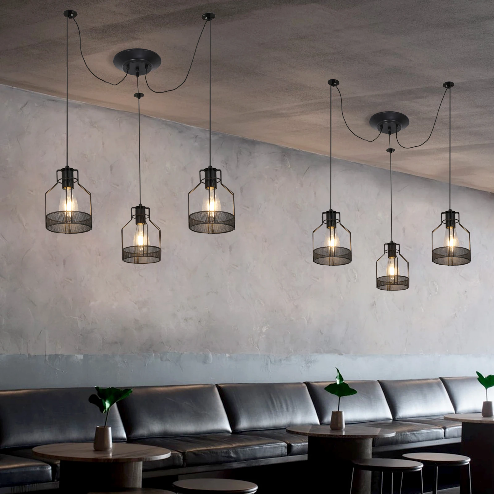 

Подвесные светильники, железная креативная индивидуальная люстра, лампы для ресторана, бара, чердачные Ретро скандинавские декоративные светильники геометрической формы