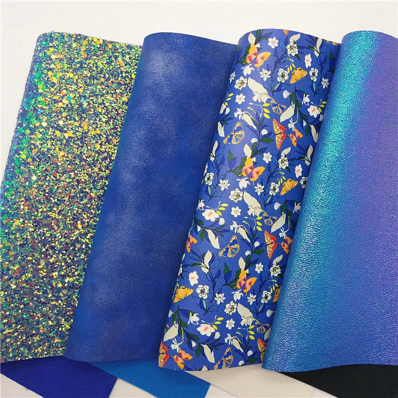 Зеленая массивная блестящая кожа с цветочным принтом звезды Синтетическая винил