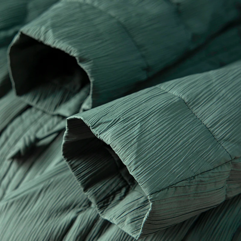 2023 Spring Thin Long Coat Women Hooded 85%  White Goose Down  Chinese Style  Covered Button  Appliques Jackets