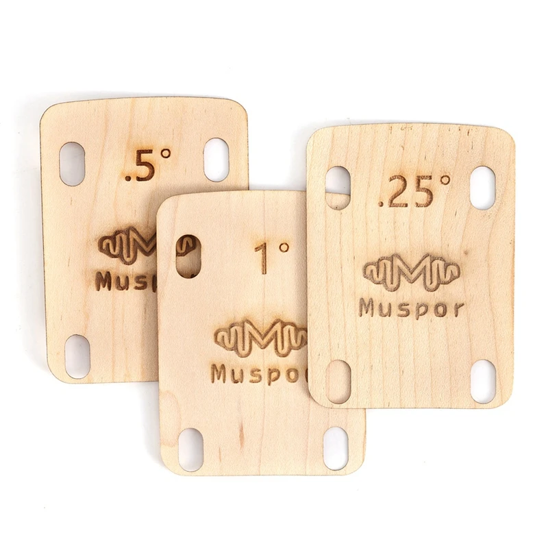 

Muspor 3-Piece Guitar Neck Gasket Neck Maple Gasket Neck Bottom Adjustment Gasket 0.25, 0.5, 1 Degree.