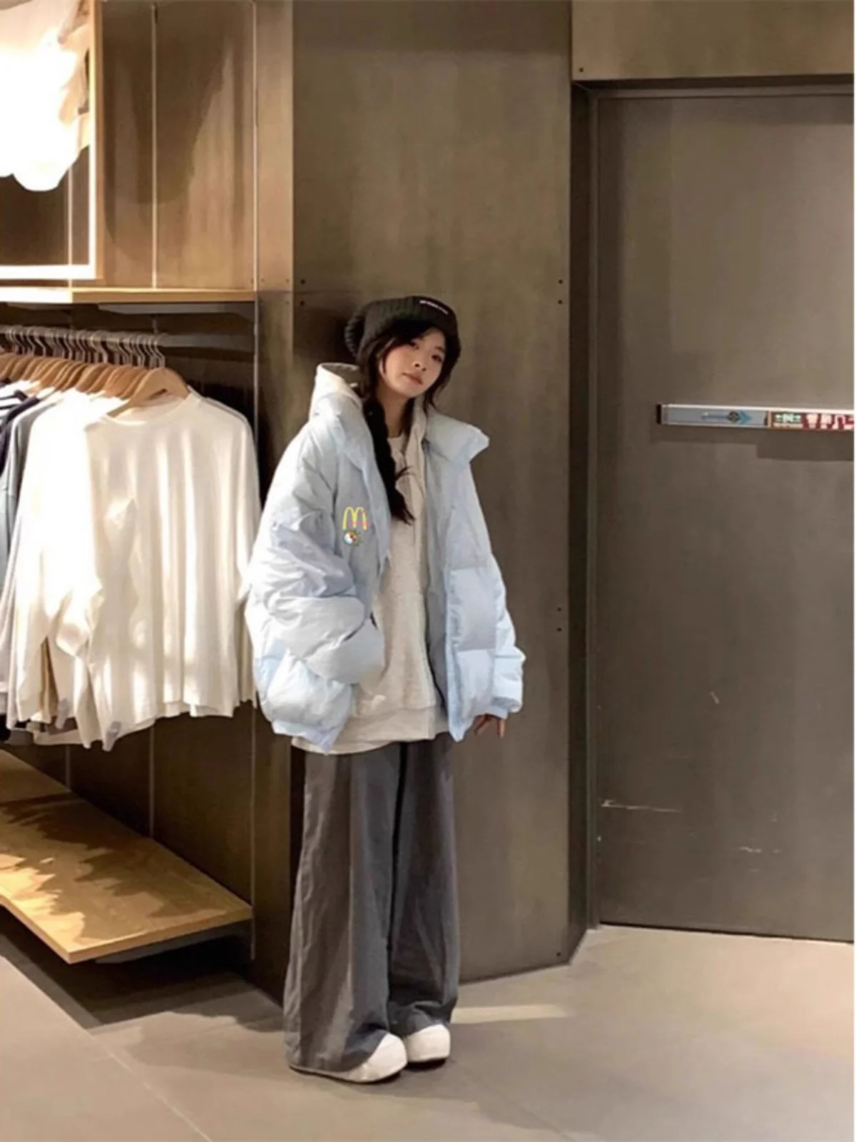 Пуховик с воротником-стойкой хлопковой подкладкой Женская модная брендовая