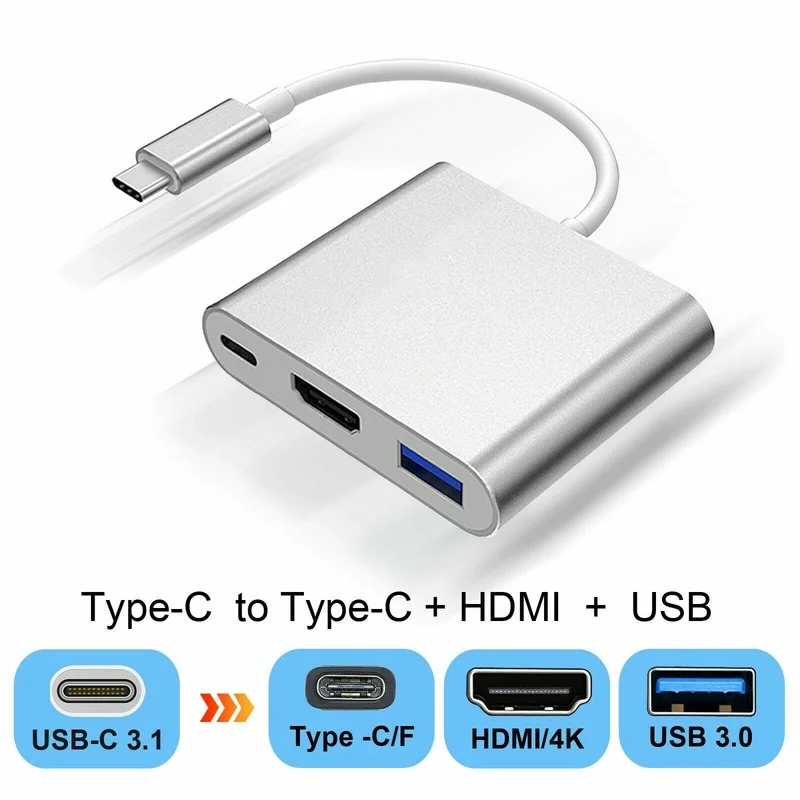 

Кабель-адаптер 3 в 1 для MacBook Pro Type C-HDMI 4K