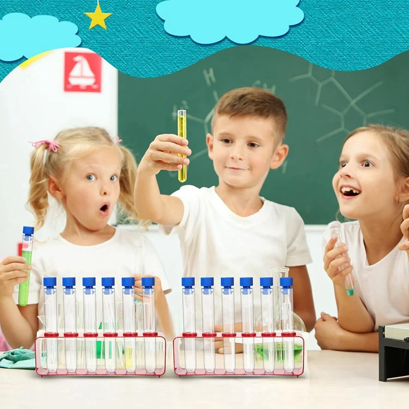 1 комплект пробирок 15X100 мм со стойкой прозрачные пластиковые пробирки с крышками