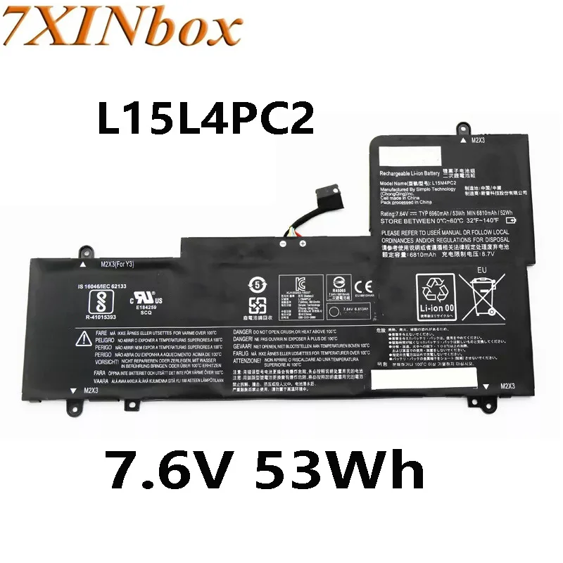 Аккумулятор XINbox L15L4PC2 L15M4PC2 7 6 V 53Wh для ноутбука Lenovo Yoga 710-14IKB 710-14ISK 710-15IKB 710-14ISK-ISE