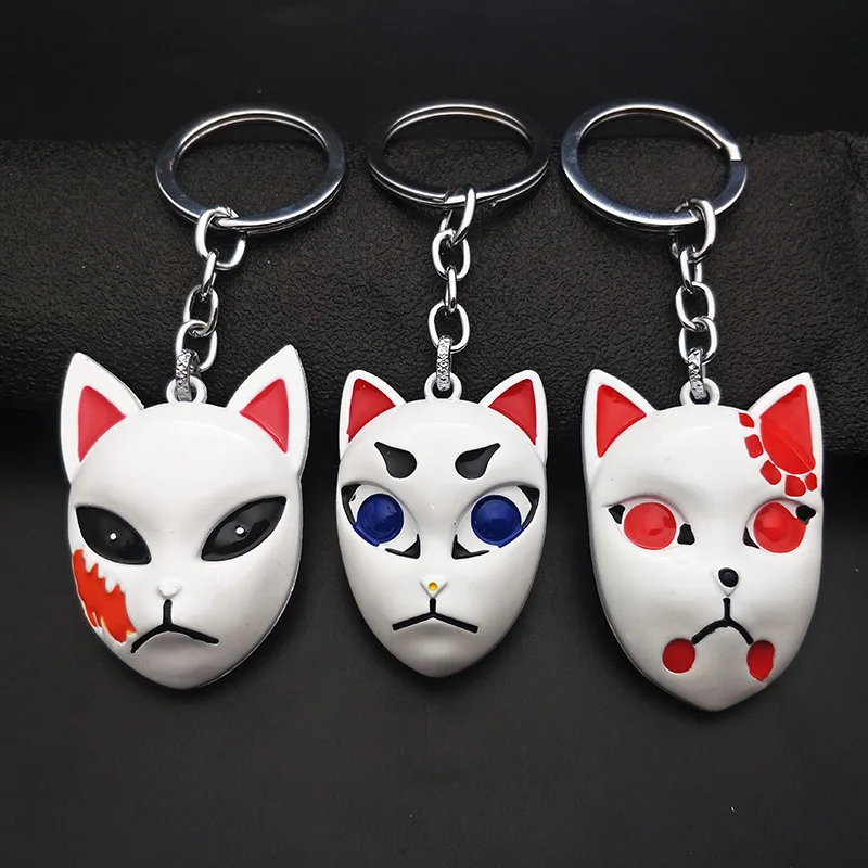 

Anime Ghost Blade Pendant Charcoal Zhilang Rabbit Mask Key Chain Metal Necklace keychains keychain accessories cute keychain