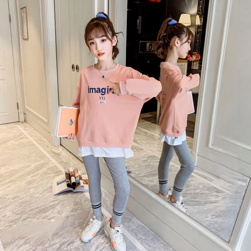 Купи LZH 2022 Autumn Clothes For Girls Outfits Fashion Korean Version Pullover + Pants Two-piece Suits Casual Kids Clothes Girls Set за 638 рублей в магазине AliExpress