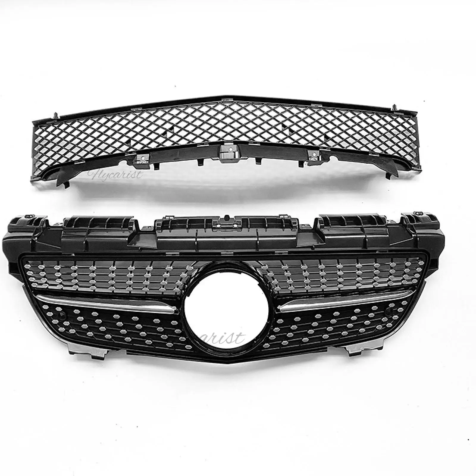 Для Benz R172 SLK Class 200 SLK300 2-х шт. передняя верхняя и нижняя решетка 2012-2015 Blalck Silver