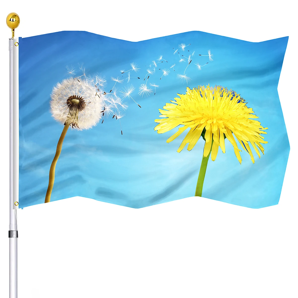 

Dandelion Flag floral Print Yard flags UV Fade Resistant Double Stitched Canvas Header with Brass Grommets Garden Polyester Flag