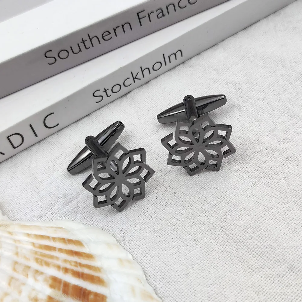 

100%Stainless Steel Men's Cufflinks Classic Flower of Life Design French Shirt Accessories Wedding Groomsmen Gifts Free Shipping