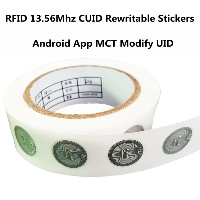   13.56mhz CUID 변경 가능 S50 1K RFID 스티커 습식 인레이 NFC 태그 섹터 0 블록 0 UID 재기록 가능 NFC 안드로이드 MCT 복사 클론용 
